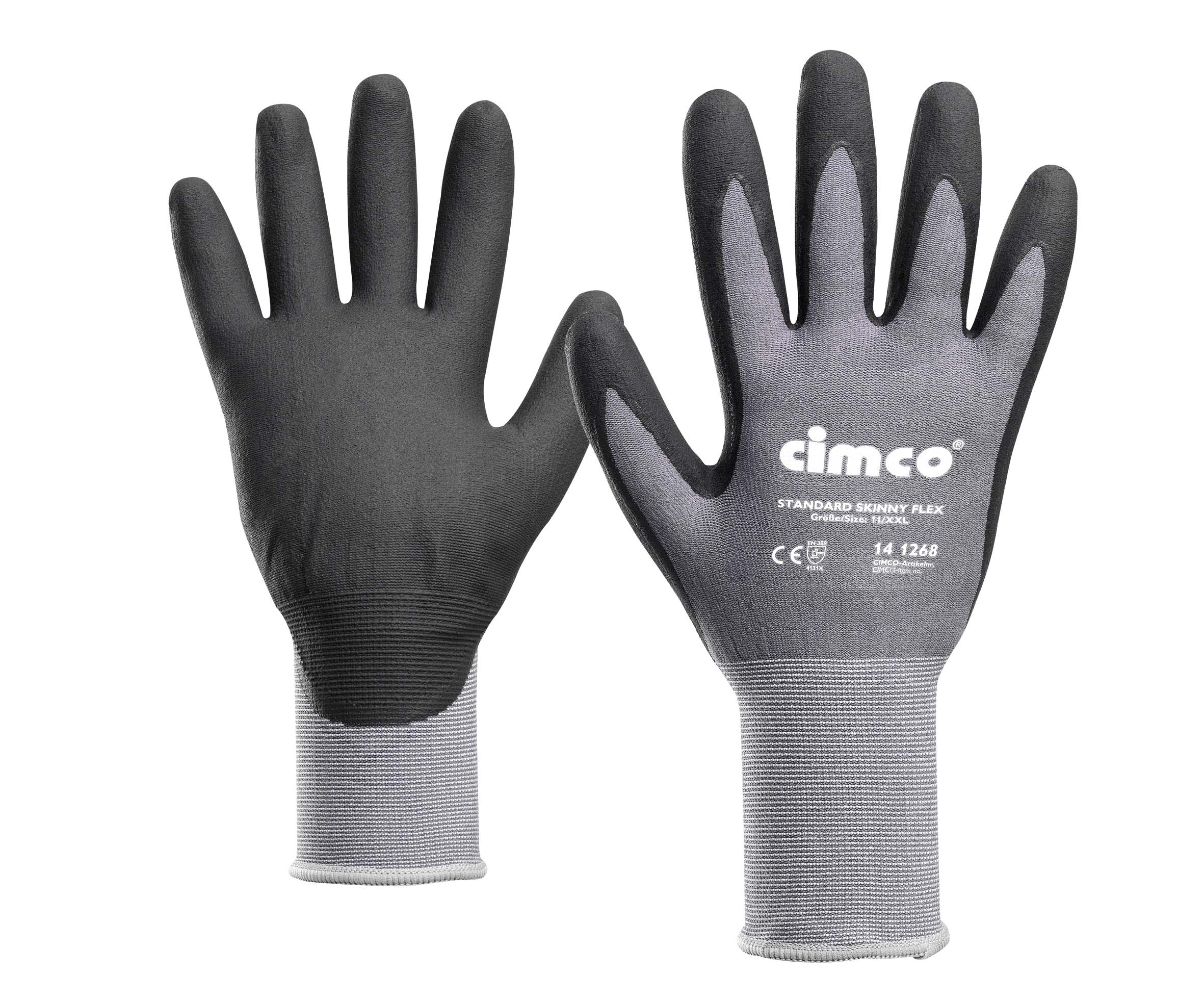  Werkhandschoenen Standard Skinny Flex, zwart/grijs, Maat 8/M 