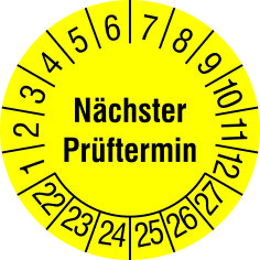Foto of  Keuringsvignet "Nächster Prüftermin 22" 