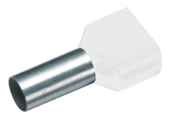  Geïsoleerde TWIN Adereindhuls, 2x 0,5mm², lengte 8mm, wit 