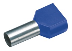  GeÏsoleerde TWIN Adereindhuls, 2x 2,5mm², lengte 10mm, blauw 