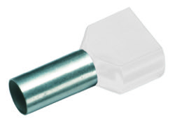  Geïsoleerde TWIN Adereindhuls, 2x 0,75mm², lengte 10mm, wit 