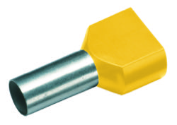  Geïsoleerde TWIN Adereindhuls, 2x 1mm², lengte 10mm, geel 
