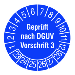  Kabelkeuringsvignet ''Geprüft nach DGUV V3 2023'', Blauw 
